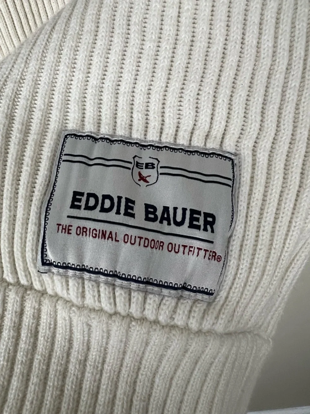 Eddie Bauer White & Navy Knit Rugby Sweater Size XL‎